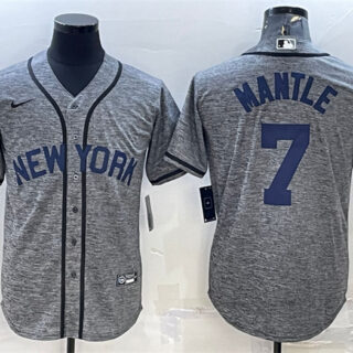 Men's New York Yankees #7 Mickey Mantle Grey Cool Base Stitched JerseyS