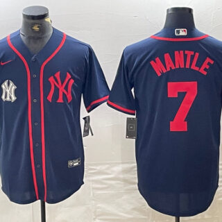 Men's New York Yankees #7 Mickey Mantle Navy Cool Base Stitched Baseball Jersey