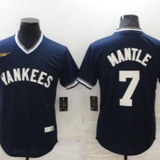 Men's New York Yankees #7 Mickey Mantle Navy Stitched Baseball Jersey
