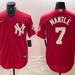 Men's New York Yankees #7 Mickey Mantle Red Cool Base Stitched Baseball Jersey