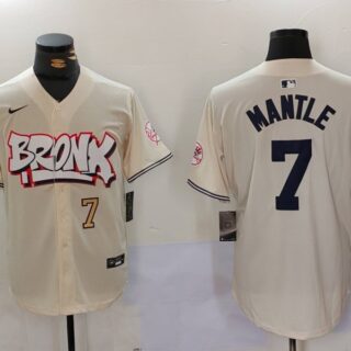 Men's New York Yankees #7 Mickey Mantle The Bronx Graffiti V2 Vapor Limited Stitched Baseball Jerseys