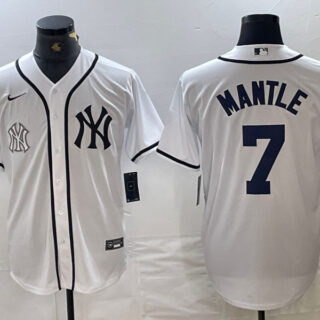 Men's New York Yankees #7 Mickey Mantle White Cool Base Stitched Baseball Jersey