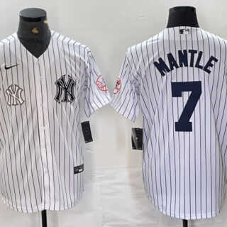 Men's New York Yankees #7 Mickey Mantle White Cool Base Stitched Baseball Jersey