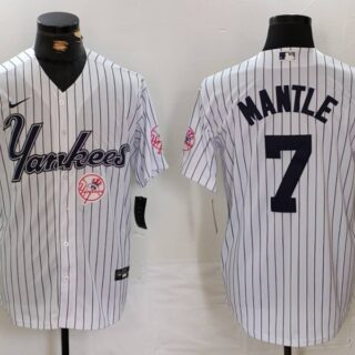 Men's New York Yankees #7 Mickey Mantle White Cool Base Stitched Baseball Jerseys