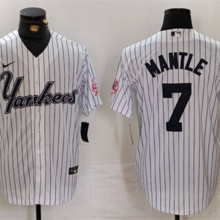 Men's New York Yankees #7 Mickey Mantle White Cool Base Stitched Baseball Jersey