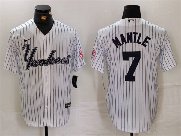 Men's New York Yankees #7 Mickey Mantle White Cool Base Stitched Baseball Jersey