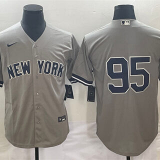 Men's New York Yankees #95 Oswaldo Cabrera Gray Cool Base Stitched Jersey