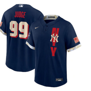 Men's New York Yankees #99 Aaron Judge 2021 Navy All-Star Cool Base Stitched MLB Jersey