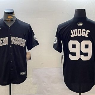 Men's New York Yankees #99 Aaron Judge Black With Patch Limited Stitched Baseball Jersey