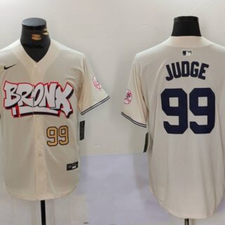 Men's New York Yankees #99 Aaron Judge Cream The Bronx Graffiti V2 Vapor Limited Stitched Baseball Jerseys