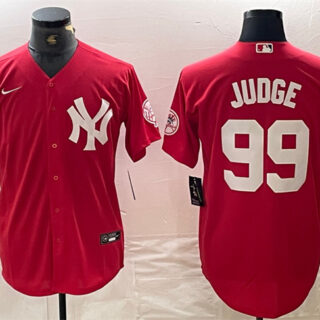 Men's New York Yankees #99 Aaron Judge Red Cool Base Stitched Baseball Jersey