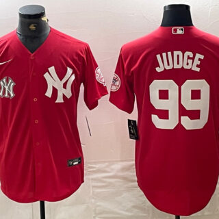 Men's New York Yankees #99 Aaron Judge Red Cool Base Stitched Baseball Jersey
