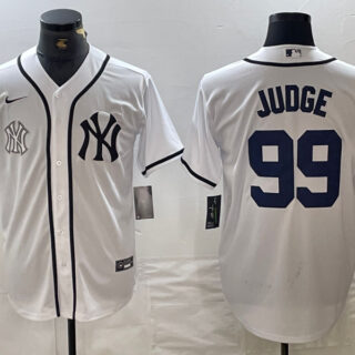 Men's New York Yankees #99 Aaron Judge White Cool Base Stitched Baseball Jersey