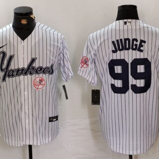 Men's New York Yankees #99 Aaron Judge White Cool Base Stitched Baseball Jerseys