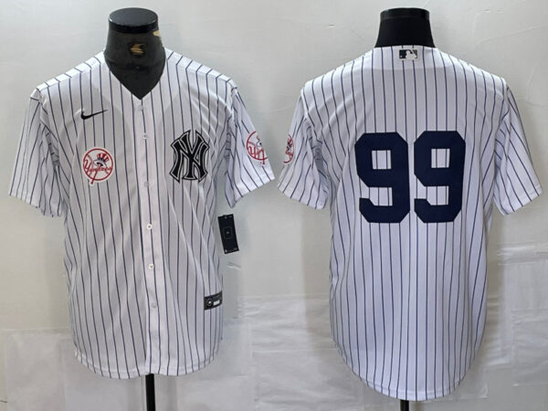 Men's New York Yankees #99 Aaron Judge White Cool Base Stitched Baseball Jersey
