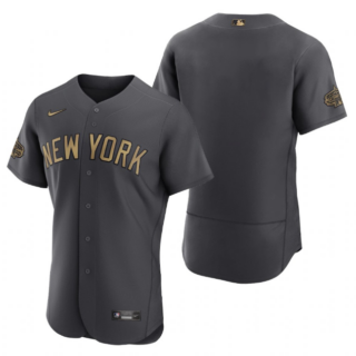 Men's New York Yankees Blank 2022 All-Star Charcoal Flex Base Stitched Baseball Jersey