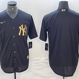 Men's New York Yankees Blank Black Cool Base Stitched Baseball Jersey