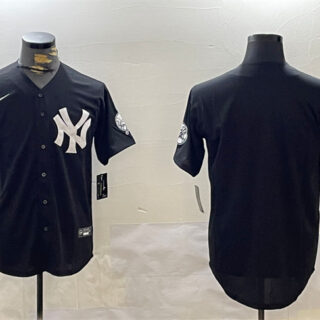 Men's New York Yankees Blank Black With Patch Cool Base Stitched Baseball Jersey