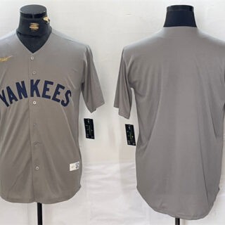 Men's New York Yankees Blank Grey Cool Base Stitched Baseball Jersey