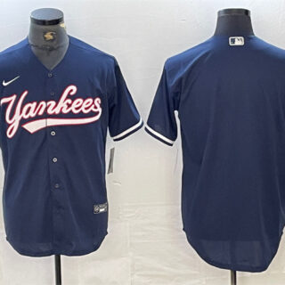 Men's New York Yankees Blank Navy Cool Base Stitched Baseball Jersey
