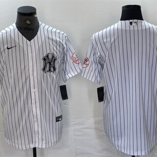 Men's New York Yankees Blank White Cool Base Stitched Baseball Jersey