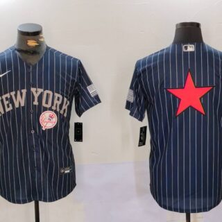 Men's New York Yankees Navy Team Big Logo Cool Base Stitched Baseball Jerseys