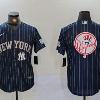 Men's New York Yankees Navy Team Big Logo Cool Base Stitched Baseball Jerseys