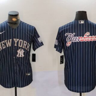 Men's New York Yankees Navy Team Big Logo Cool Base Stitched Baseball Jerseys