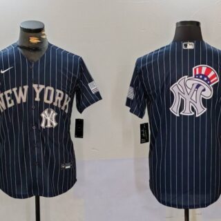 Men's New York Yankees Navy Team Big Logo Cool Base Stitched Baseball Jerseys