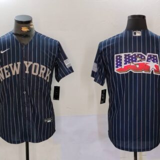 Men's New York Yankees Navy Team Big Logo Cool Base Stitched Baseball Jerseys