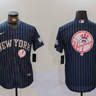 Men's New York Yankees Navy Team Big Logo Cool Base Stitched Baseball Jerseys