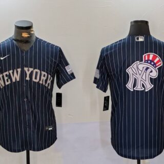 Men's New York Yankees Navy Team Big Logo Cool Base Stitched Baseball Jerseys