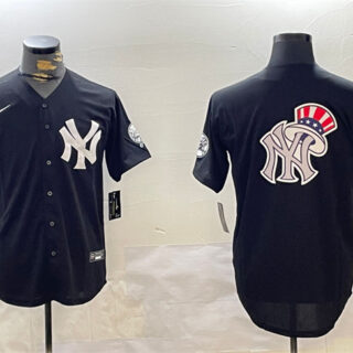 Men's New York Yankees Team Big Logo Black With Patch Cool Base Stitched Baseball Jersey