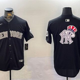 Men's New York Yankees Team Big Logo Black With Patch Limited Stitched Baseball Jersey