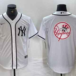 Men's New York Yankees White Team Big Logo Cool Base Stitched Baseball Jersey