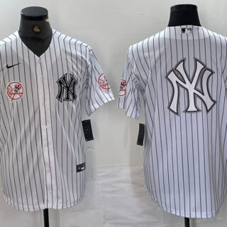 Men's New York Yankees White Team Big Logo Cool Base Stitched Baseball Jersey