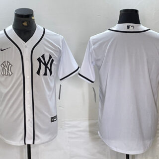 Men's New York Yankees White Team Big Logo Cool Base Stitched Baseball Jersey