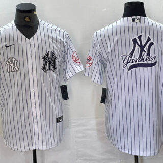 Men's New York Yankees White Team Big Logo Cool Base Stitched Baseball Jersey