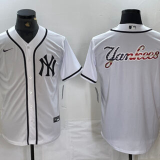 Men's New York Yankees White Team Big Logo Cool Base Stitched Baseball Jersey