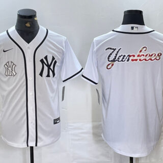 Men's New York Yankees White Team Big Logo Cool Base Stitched Baseball Jersey