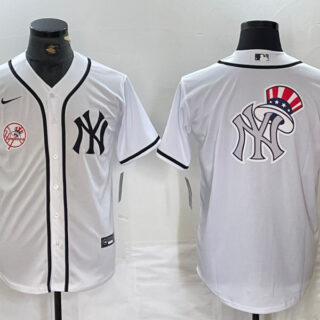 Men's New York Yankees White Team Big Logo Cool Base Stitched Baseball Jersey