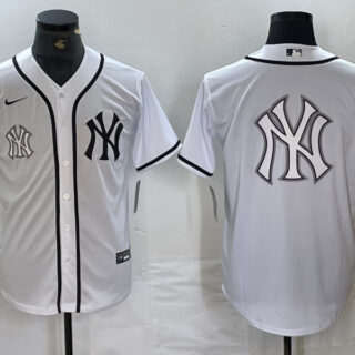 Men's New York Yankees White Team Big Logo Cool Base Stitched Baseball Jersey