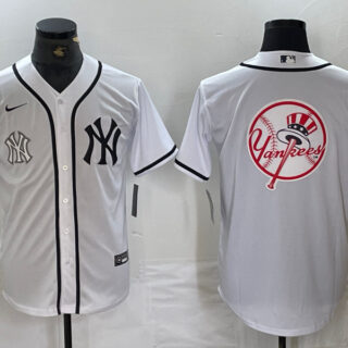 Men's New York Yankees White Team Big Logo Cool Base Stitched Baseball Jersey