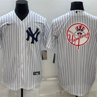 Men's New York Yankees White Team Big Logo Cool Base Stitched Baseball Jersey