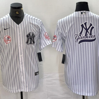 Men's New York Yankees White Team Big Logo Cool Base Stitched Baseball Jersey