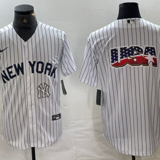 Men's New York Yankees White Team Big Logo Cool Base Stitched Baseball Jersey