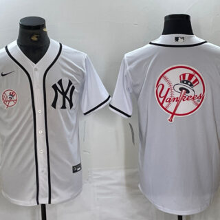 Men's New York Yankees White Team Big Logo Cool Base Stitched Baseball Jersey