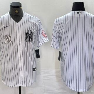 Men's New York Yankees White Team Big Logo Cool Base Stitched Baseball Jersey