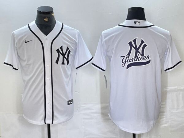 Men's New York Yankees White Team Big Logo Cool Base Stitched Baseball Jersey