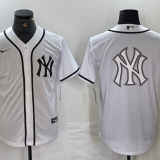 Men's New York Yankees White Team Big Logo Cool Base Stitched Baseball Jersey